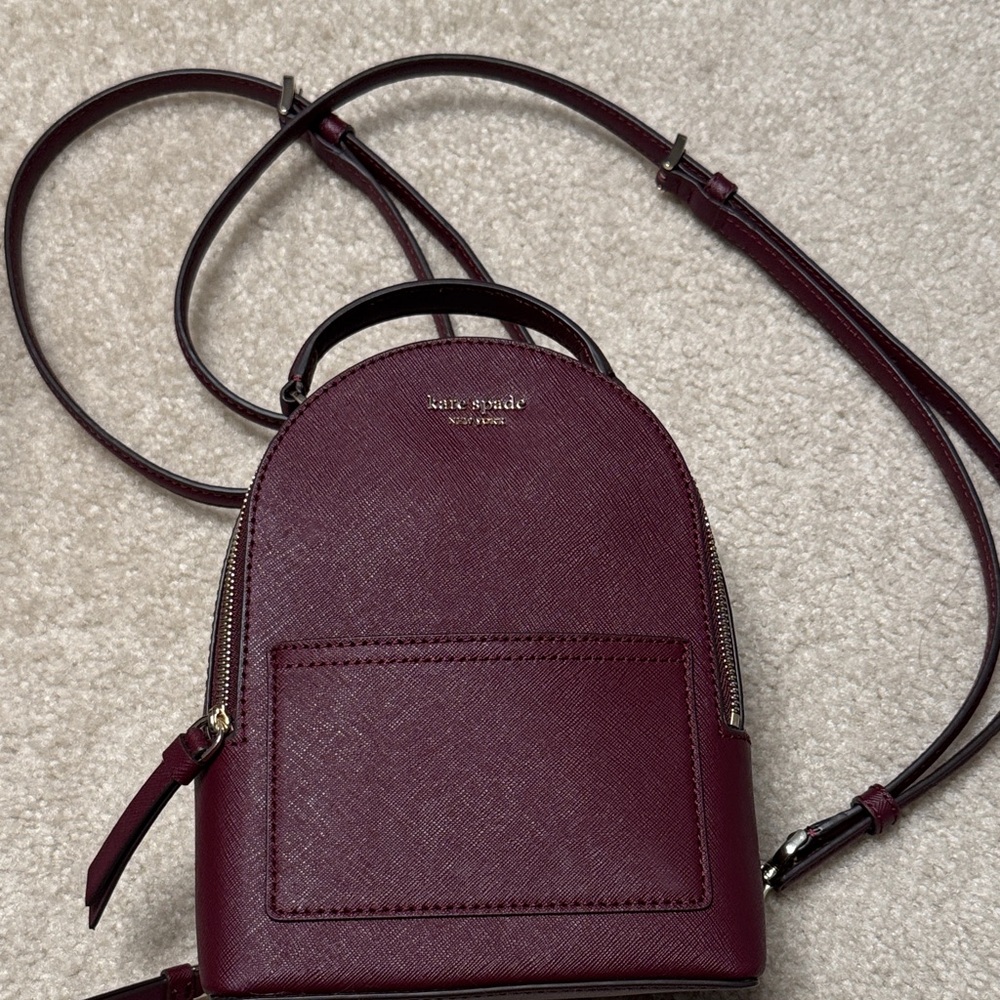 Kate Spade Deep Red Leather Mini Backpack